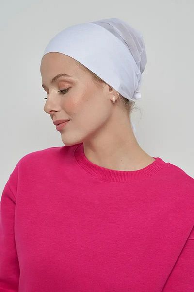 ED Scarf Seamless Mesh Bonnet - White