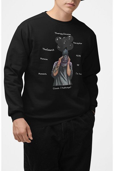 Fuddy Moda Unisex Oversize Rapper Nf Printed Hoodless Crew Neck Sweatshirt