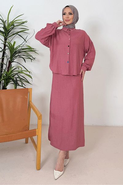 Bestenur Σετ πουκάμισο Bürümcük Σετ δύο τεμαχίων 1362 - Dusty Rose