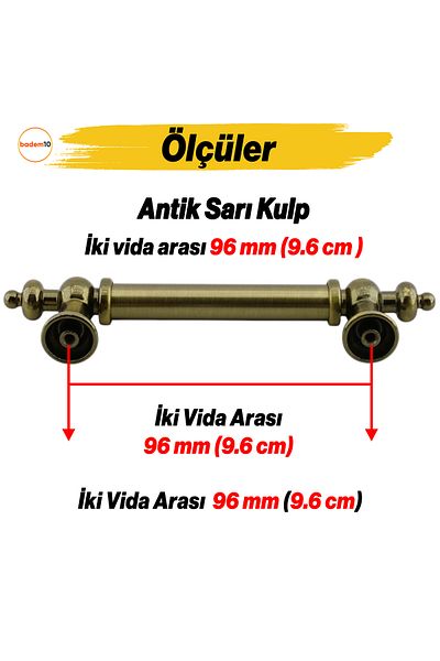Badem10 Ottomane (96 mm - 9,6 cm) Mobilier din metal galben antic Sertar de bucătărie Dulap dulap Mâner Mâner