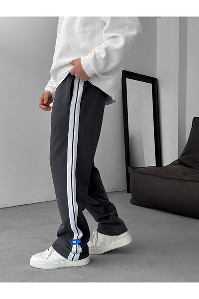 BYBASICMAN Smoked Thick Striped Pipe Leg Sweatpants Res-5132