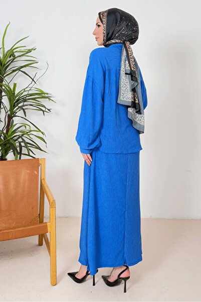 Bestenur Bürümcük Shirt Dress Double Set 1362 - Indigo