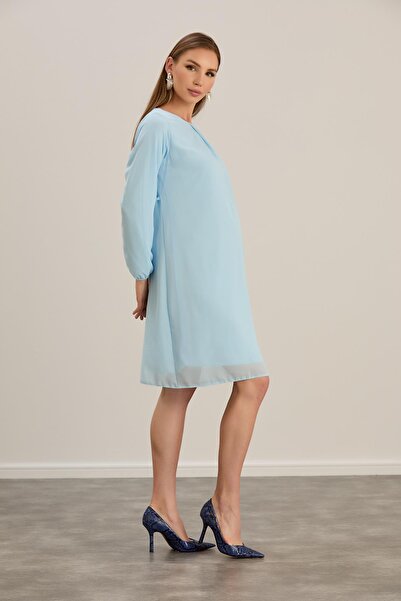 Işşıl IŞIL 4543 - Χιφόν εγκυμοσύνης, φόρεμα με πλισέ λαιμόκοψη