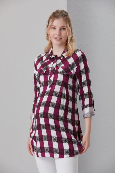 Işşıl 4068-viscose Plaid Maternity Shirt