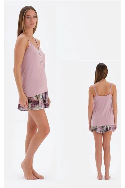 Eros 33502 Set de pijamale cu bretele din frânghie liliac pentru femei