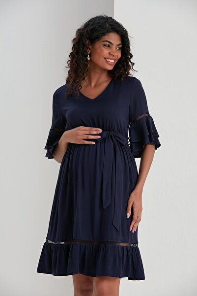 Işşıl E066-asimetrik Kol Belmando Hamile Elbise