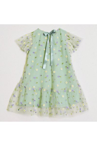 OZZY KİDS Girl's Floral Patterned Tulle Dress