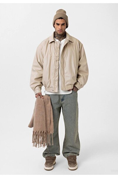 İLKCET MODA Вінтажний унісекс Krem Oversize Balon Kol Ceket