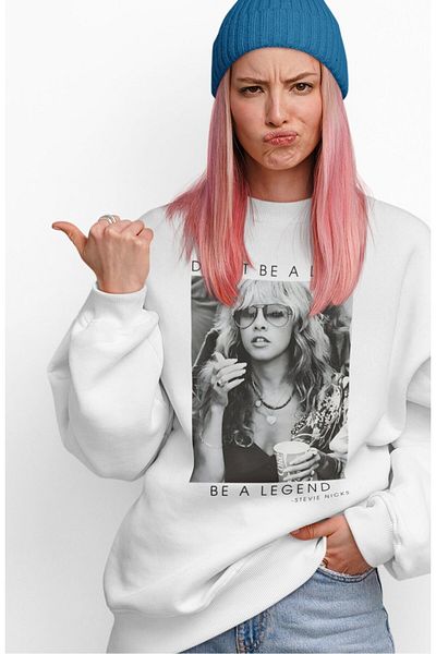 Fuddy Moda Φούτερ Unisex Oversize Stevie Nicks με στάμπα χωρίς κουκούλα με λαιμόκοψη