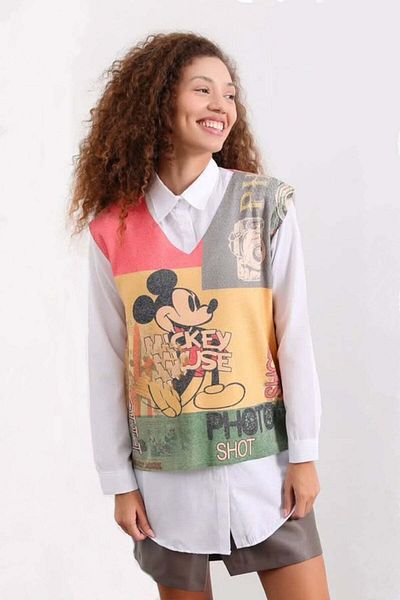 Hatun Atila Women's Side Buttoned Digital Print Sweater