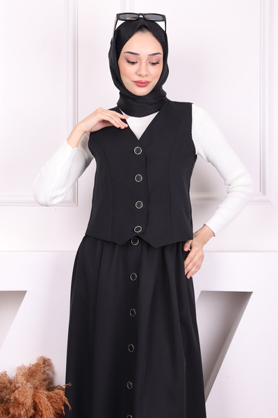 İmajButik Black Vest Skirt Suit