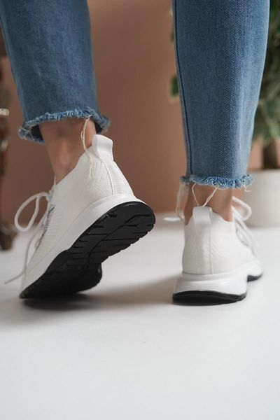 TOPUK Tricotaje albe Luan Pantofi sport cu șireturi