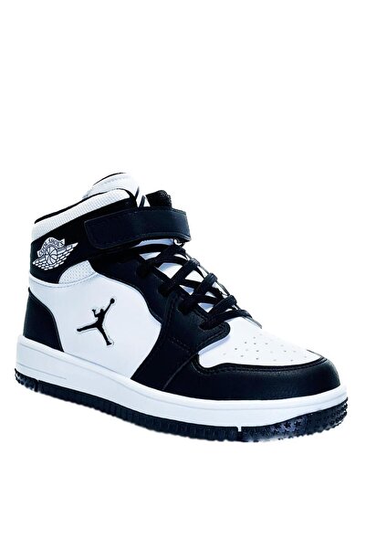 Kidx Haykat Jordan Siyah Beyaz Unisex Çocuk Bilekli Spor Ayakkabı