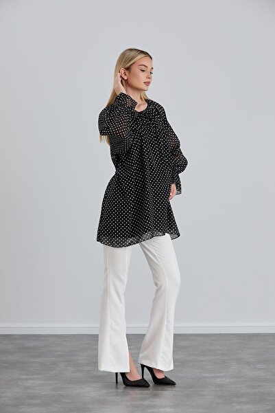 Işşıl IŞIL B066 - Maternity Chiffon Tunic, Tied Collar and Points
