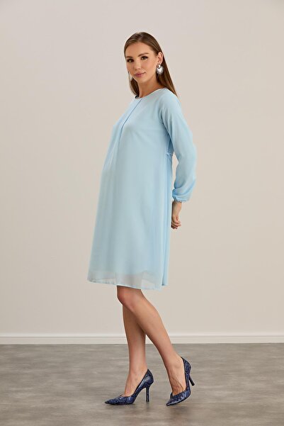 Işşıl IŞIL 4543 - Χιφόν εγκυμοσύνης, φόρεμα με πλισέ λαιμόκοψη