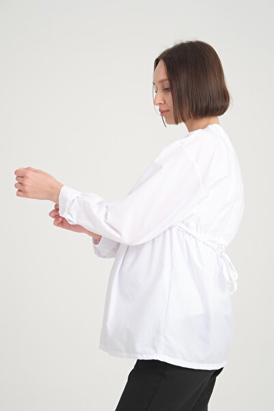 Işşıl IŞIL B109 - Maternity Cotton Blouse-Shirt, Double Breasted Collar and Breastfeeding Detail
