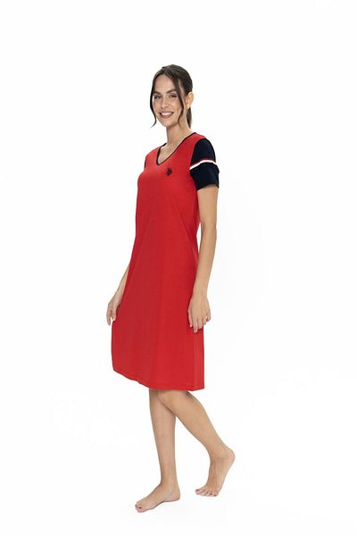 U.S. Polo Assn. U.S. Polo Assn. 20009 Women Red Short Sleeve V-Neck Nightgown