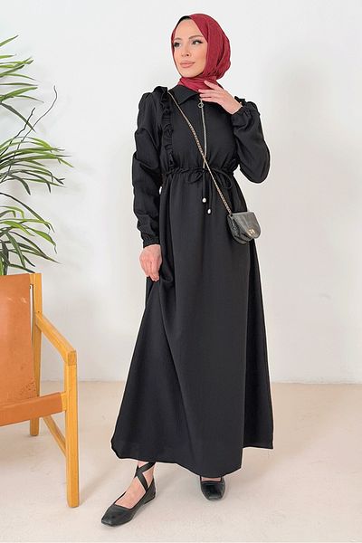 Bestenur Φόρεμα Ansel Ruffle 1368 - Μαύρο