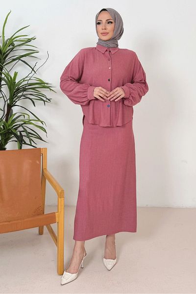 Bestenur Σετ πουκάμισο Bürümcük Σετ δύο τεμαχίων 1362 - Dusty Rose