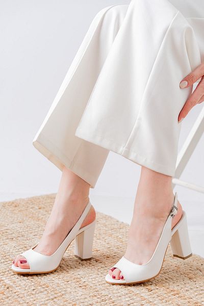 Hayalimdeki Ayakkabı Meira White Skin Detailed High Heeled Women's Shoes