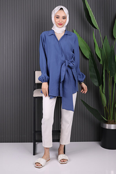 İmajButik İndigo Yan Bağlamalı Kimono
