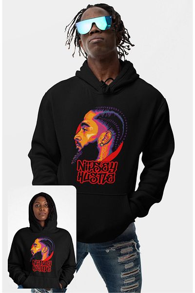 Fuddy Moda Oversize Nipsey Hussle Printed Hooded Sweatshirt, Unisex Rap Music Themed Hoodie