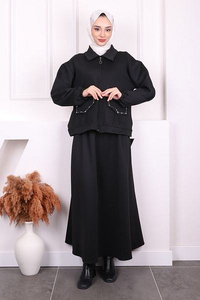 İmajButik Μαύρο μπουφάν με φούστα Scuba Suit
