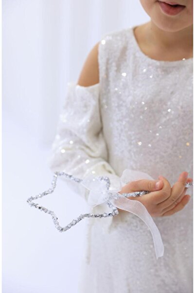 mon icone beyaz payet elbise