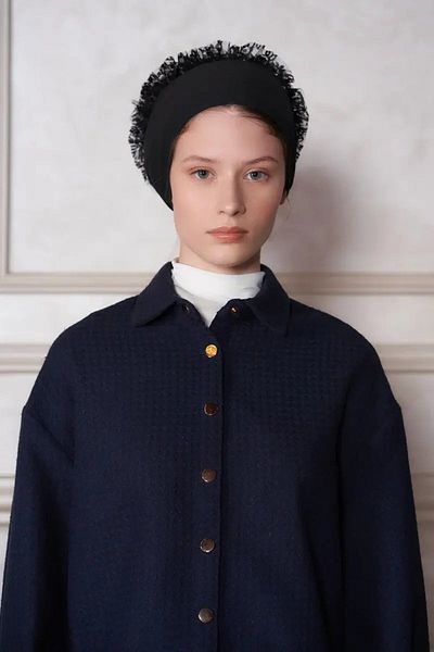 ED Scarf Practical Knob Ruffle Jersey Hijab Bone - Black