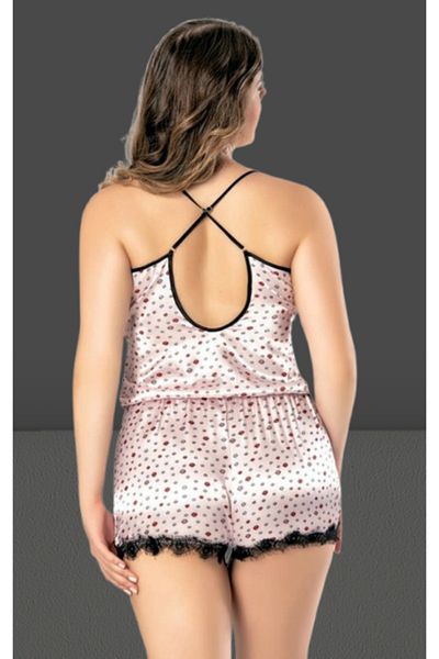 Cooqpoo Λευκό XL-2XL-3XL-4XL Μέγεθος πουά Λεπτό λουράκι Μεγάλο Σατέν Σετ νυχτικό