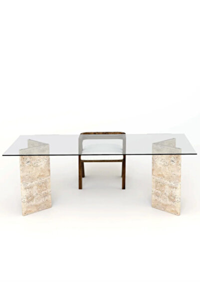 MIARIK DESIGN Vemyamaacam-Traverten Mermer Yemek Masası