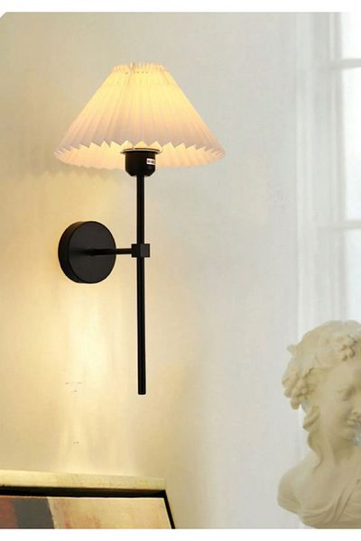 Lambadar Modern Design Fabric Hat Wall Sconce Metal Body Cream Lampshade