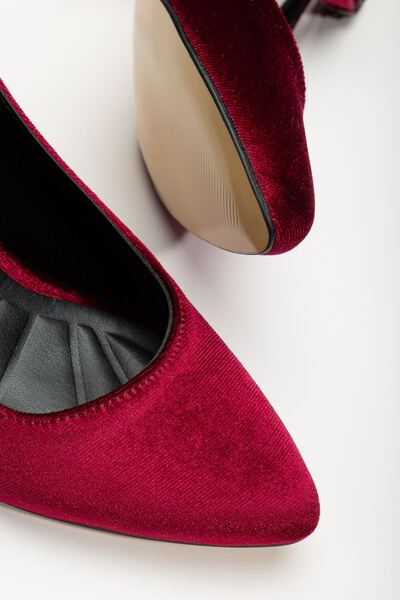 Hayalimdeki Ayakkabı Hero Heeled Burgundy Velvet Women's Shoes