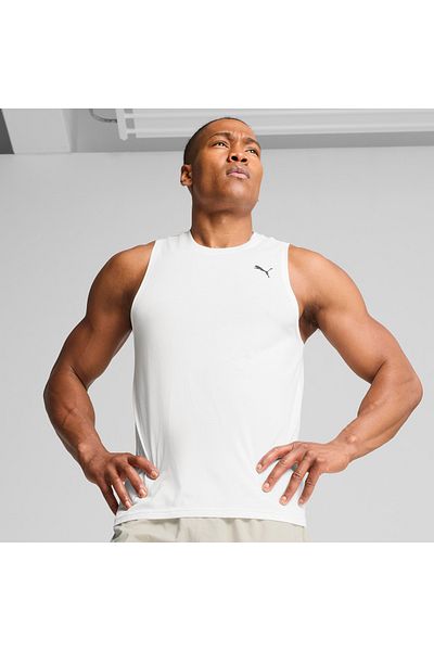 Puma قميص تدريب أبيض للرجال من Tad Tech Triblend بدون أكمام