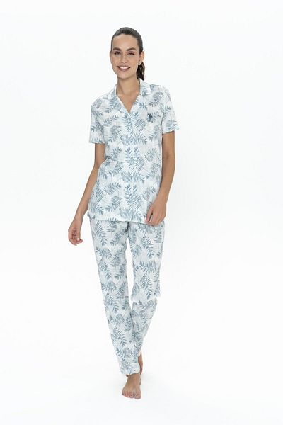 U.S. Polo Assn. U.S. Polo Assn. 20087 Set de pijamale albastru cu mânecă scurtă pentru femei