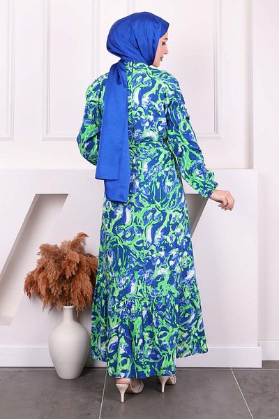 İmajButik Φούστα με πράσινο σχέδιο Layered Viscon φόρεμα