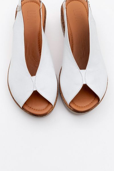 LuviShoes Sandale de damă BLOM din piele naturală albă cu toc cu pană