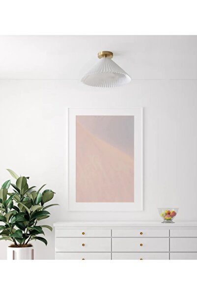 Lambadar HEPA Model Modern Tasarım Metal Gövde Krem Kumaş Şapka Plafonyer Avize