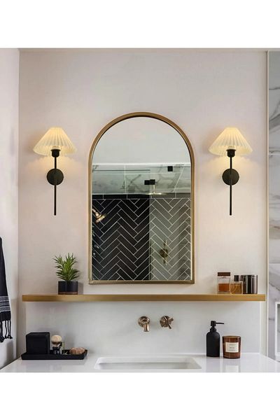 Lambadar Modern Design Fabric Hat Wall Sconce Metal Body Cream Lampshade