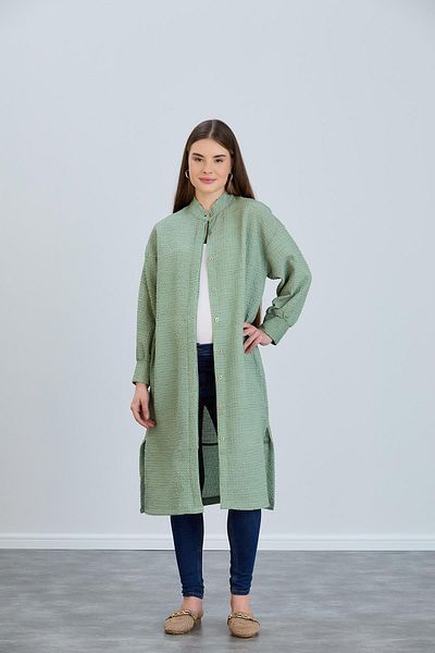 Işşıl IŞIL 8342-Foam Fabric Belt Tied Maternity Clothes-Out Tunic