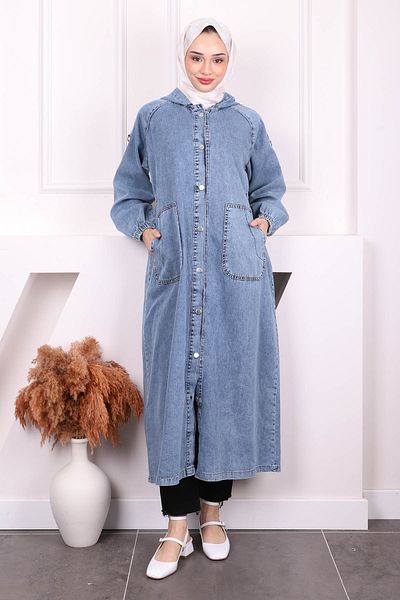 İmajButik Șapcă albastră din denim cu glugă