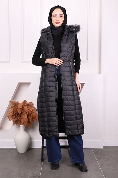 İmajButik Black Hooded Puffer Vest