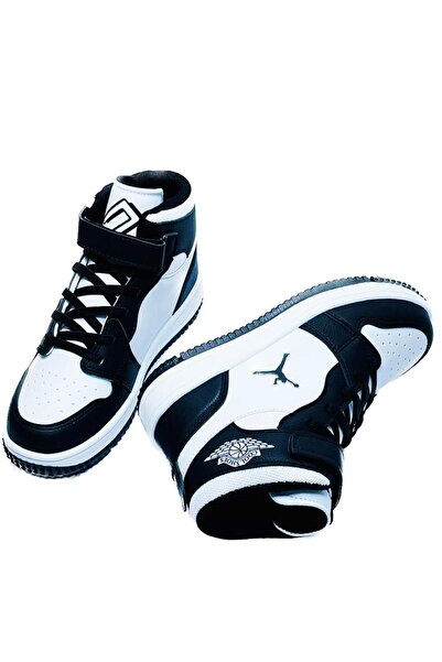 Kidx Haykat Jordan Siyah Beyaz Unisex Çocuk Bilekli Spor Ayakkabı
