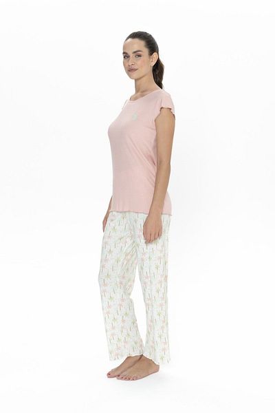 U.S. Polo Assn. U.S. Polo Assn. 20079 Women Salmon Short Sleeve Round Neck Pajamas Set
