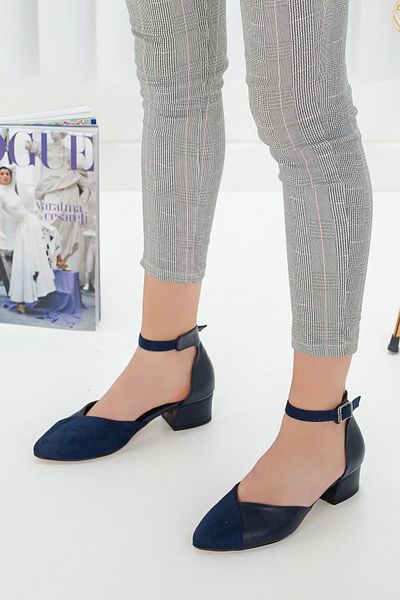 Hayalimdeki Ayakkabı Pantofi cu toc Holly bleumarin din piele intoarsa
