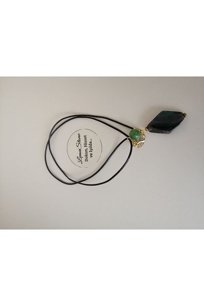 LemaStone Natural Stone Leather Necklace (Designed Using Aa Quality Agate Stone, Jade Stone.)
