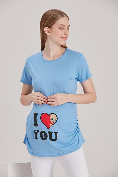 Işşıl 4490-Tricou de maternitate din viscoză cu mânecă scurtă pentru bebeluși cu fața inimii
