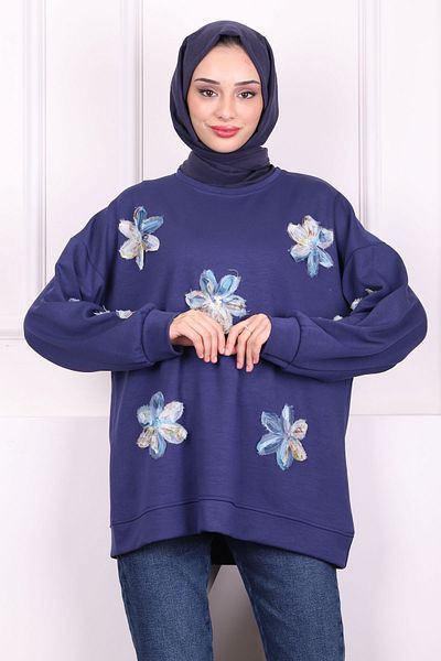 İmajButik Μπλε Navy Floral Modal ιδρώτας