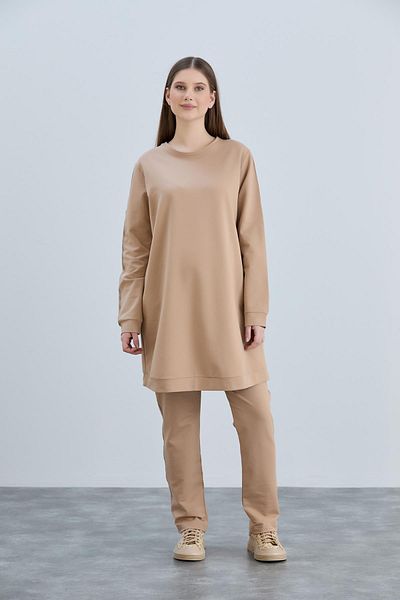 Işşıl IŞIL 4538-Lycra Σετ φόρμας εγκυμοσύνης με χτενισμένη βαμβακερή ρίγα δύο κλωστών