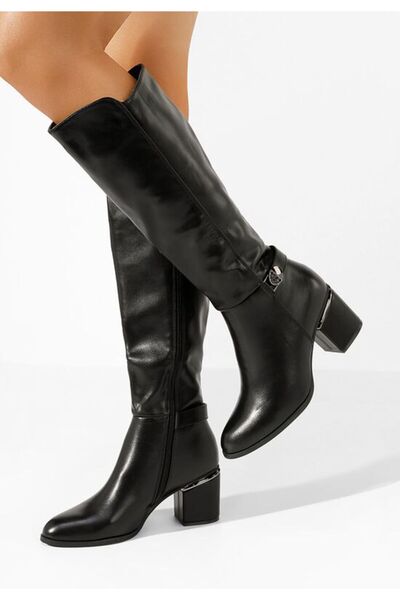 B T Shoes Cizme dama elegante cu toc Mirra negre